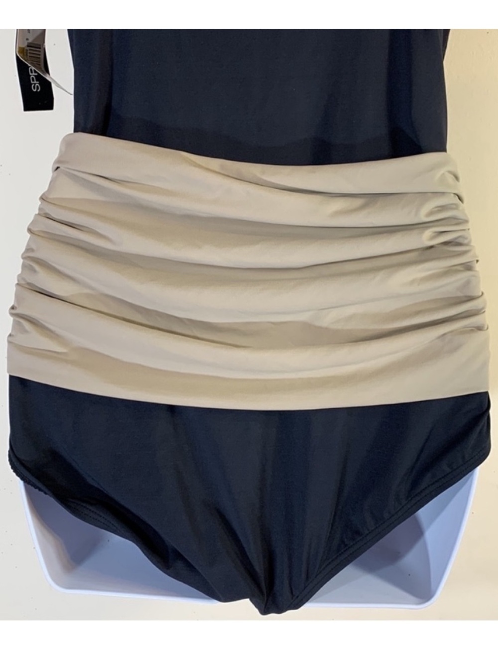 DKNY SPRING 2010 Black/Ash U-Neck Drape Maillot One Piece Swimsuit. 14. NWT. - Picture 9 of 11